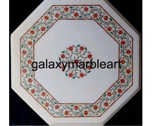 Cute Coral inlaid marble table top WP-15130